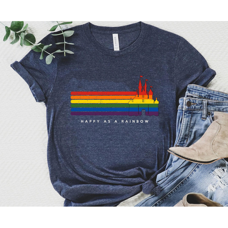 Retro Disney LGBT Pride Fantasyland Castle Shirt Happy As A Rainbow Tee Disney Pride Month T-shirt Queer Gay Lesbian Pride Outfits - 5.jpg