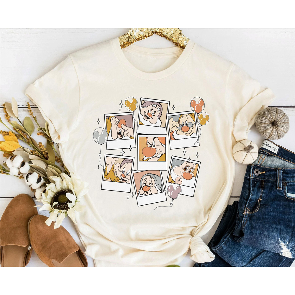 Retro Dwarfs Polaroid with Mickey Balloon Shirt  Snow White And Seven Dwarfs Disney T-shirt  Walt Disney World  Disneyland Trip Outfits - 2.jpg