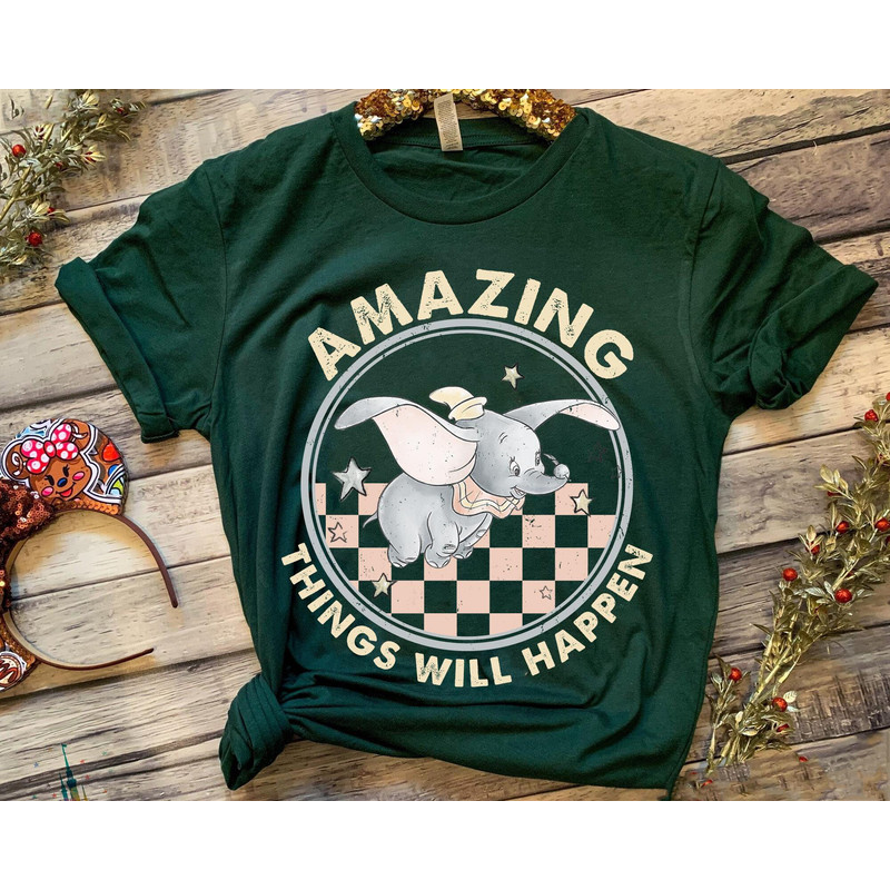 Retro Dumbo The Flying Elephant Checkerboard Amazing Things Will Happen Shirt Disney Birthday T-shirt Walt Disney World Trip - 5.jpg