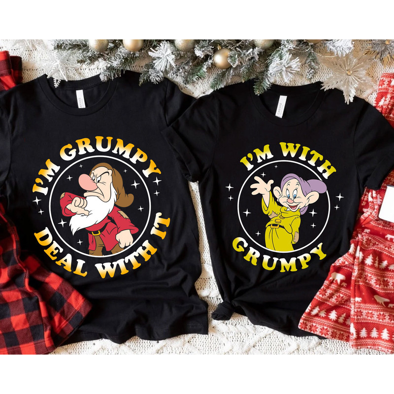Retro Grumpy Dopey Dwarf Matching Disney Shirt  Snow White And Seven Dwarfs  Disney Birthday T-shirt  Funny Disney Couple Matching Tee - 1.jpg