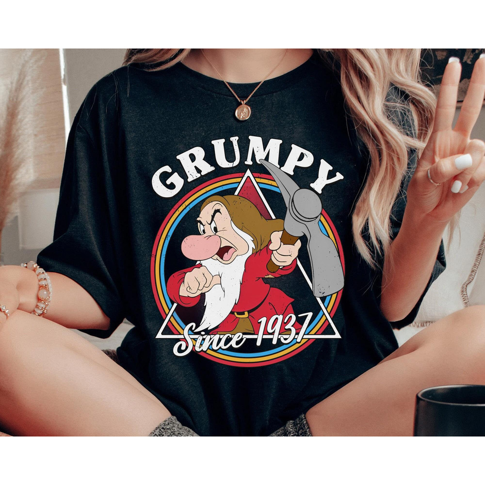 Retro Grumpy Since 1937 Triangle Graphic Shirt Snow White And Seven Dwarfs Walt Disney World Disneyland Trip Outfits Birthday Gift - 1.jpg