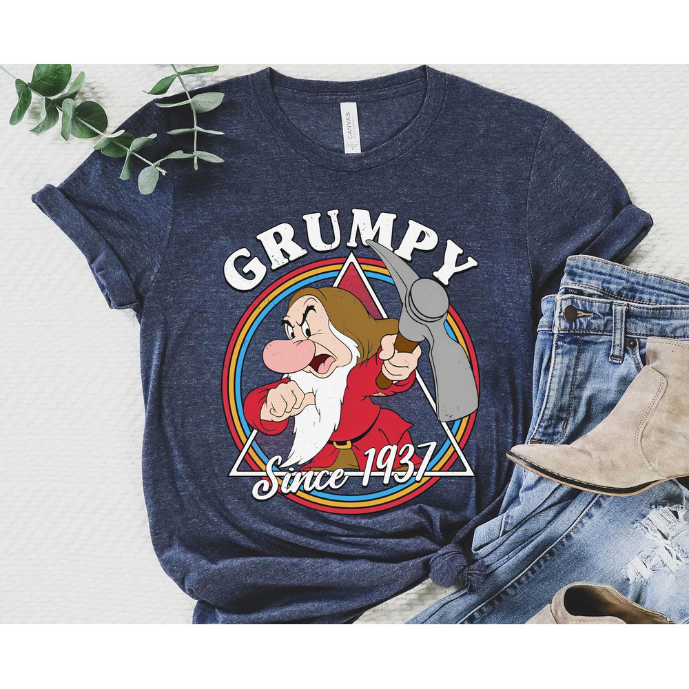 Retro Grumpy Since 1937 Triangle Graphic Shirt Snow White And Seven Dwarfs Walt Disney World Disneyland Trip Outfits Birthday Gift - 2.jpg