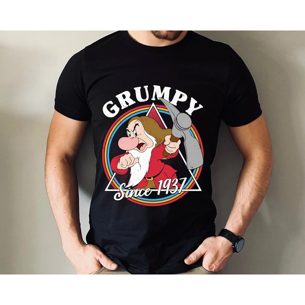 Retro Grumpy Since 1937 Triangle Graphic Shirt Snow White And Seven Dwarfs Walt Disney World Disneyland Trip Outfits Birthday Gift - 5.jpg