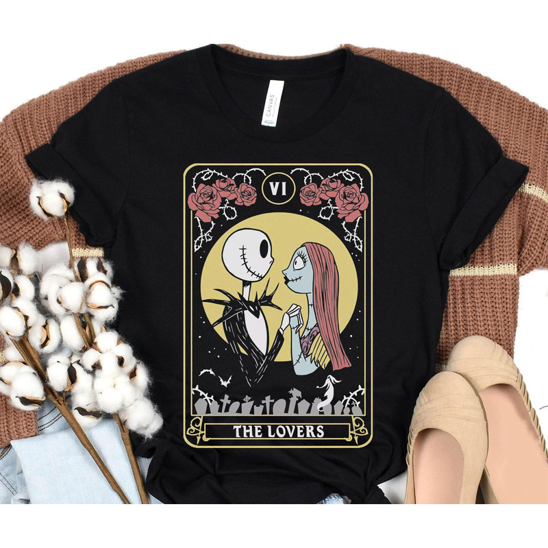 Retro Jack Skellington and Sally Tarot Card Lover Shirt  The Nightmare Before Christmas  Disney Couple Matching T-shirt  Disneyland Trip - 1.jpg