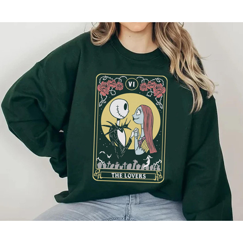 Retro Jack Skellington and Sally Tarot Card Lover Shirt  The Nightmare Before Christmas  Disney Couple Matching T-shirt  Disneyland Trip - 4.jpg
