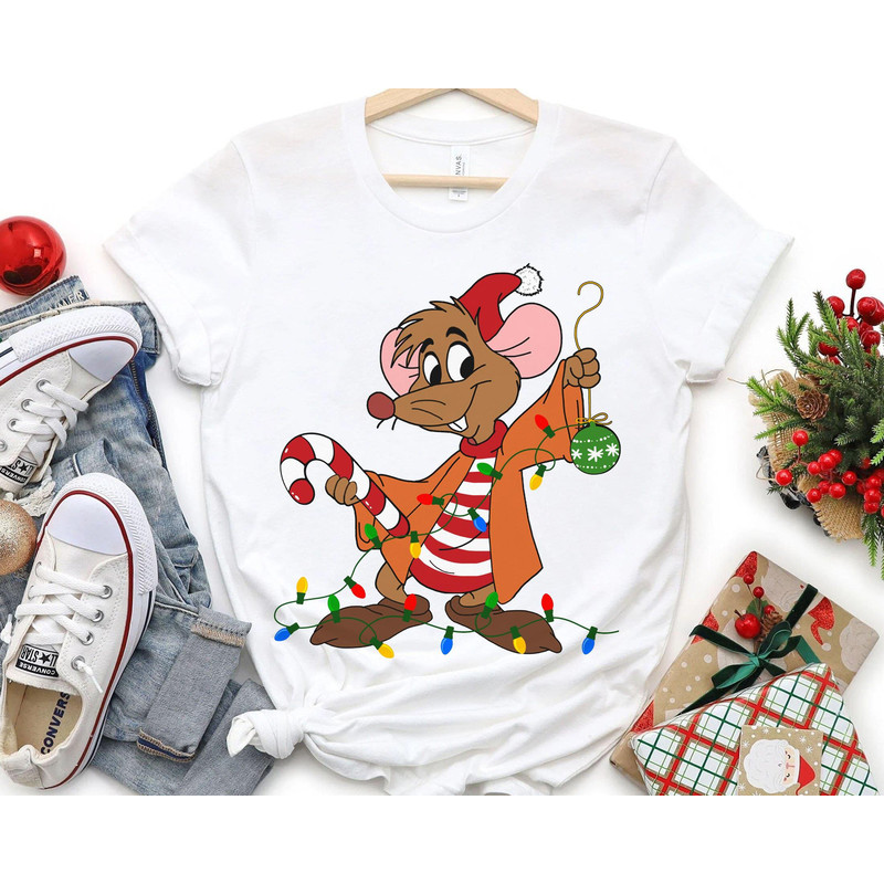 Retro Jaq and Gus Gus Christmas Light Shirt Disney Couple Matching T-shirt Cinderella Holiday Tee Disneyland Very Merry Xmas Party Gift - 3.jpg