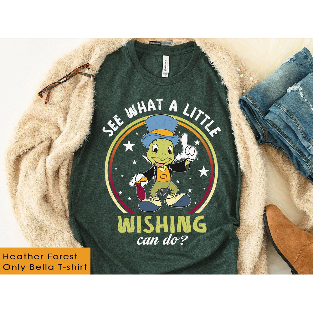 Retro Jiminy Cricket See What A Little Wishing Can Do Shirt Disney Pinocchio T-shirt Disney World Disneyland Family Vacation Trip - 2.jpg