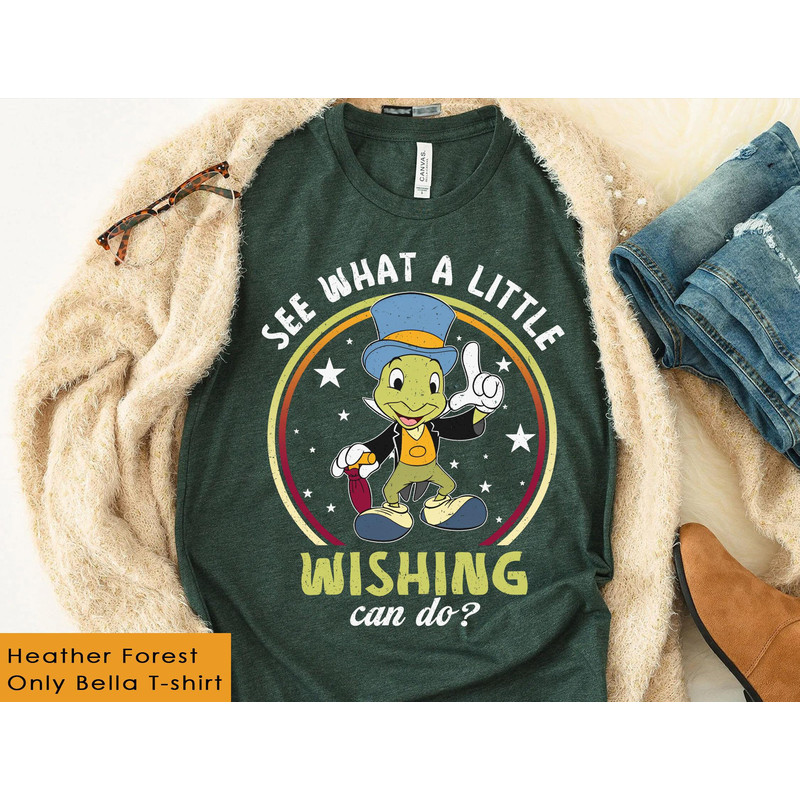 Retro Jiminy Cricket See What A Little Wishing Can Do Shirt Disney Pinocchio T-shirt Disney World Disneyland Family Vacation Trip - 2.jpg