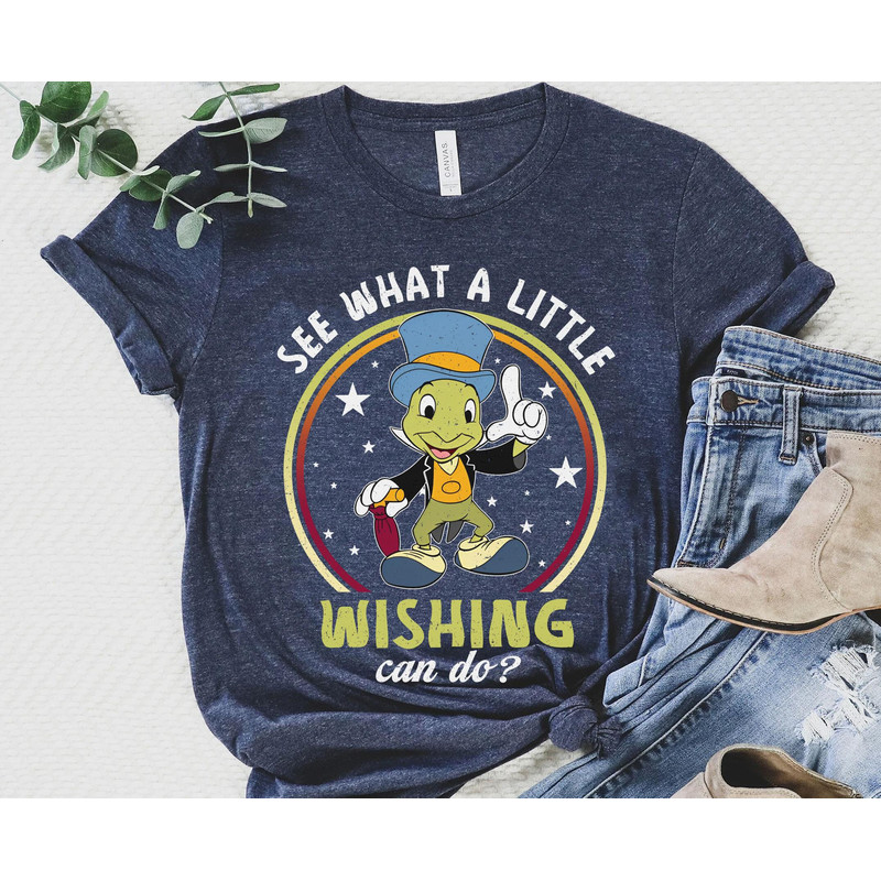 Retro Jiminy Cricket See What A Little Wishing Can Do Shirt Disney Pinocchio T-shirt Disney World Disneyland Family Vacation Trip - 3.jpg