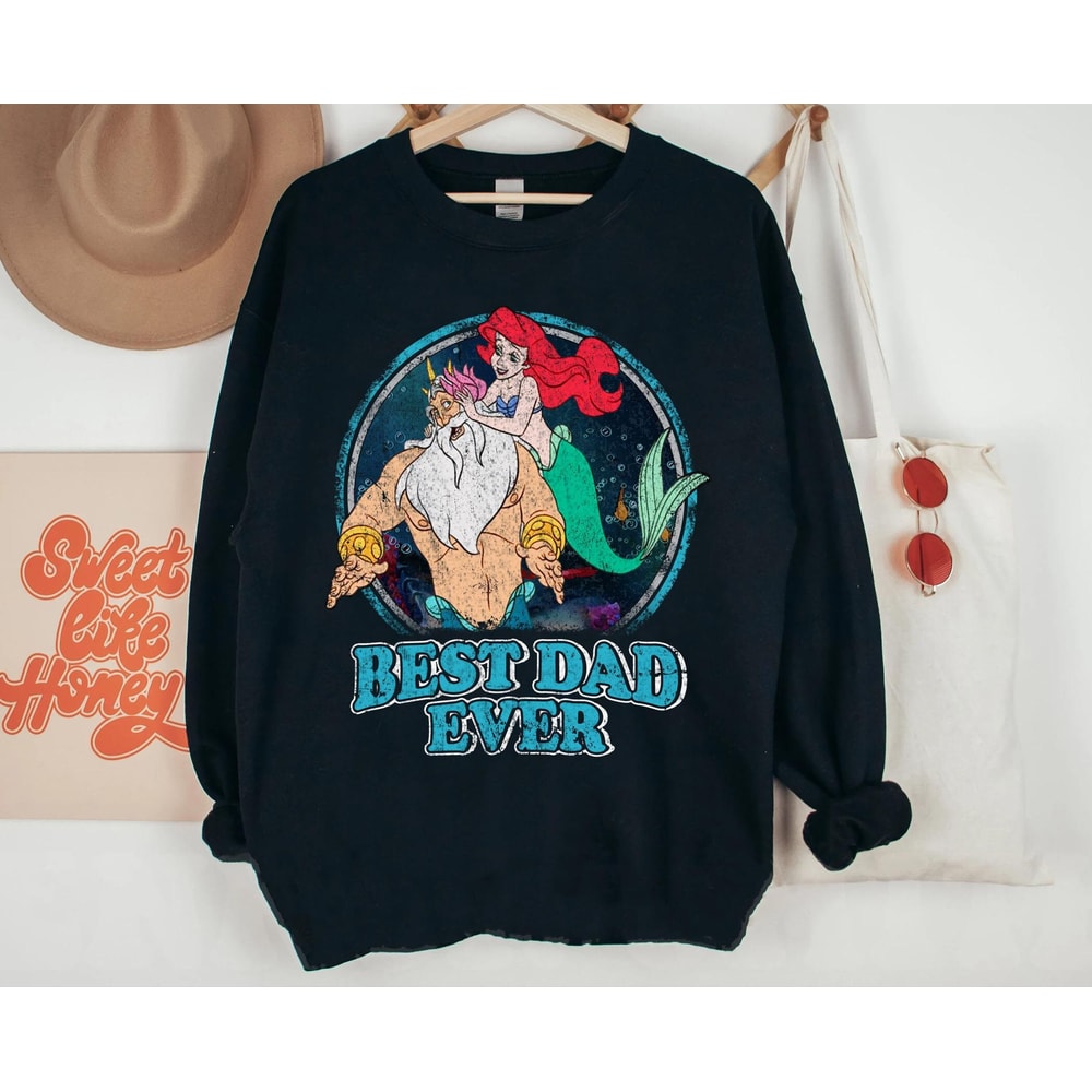 Retro King Triton and Ariel Best Dad Ever Shirt Father Daughter Disney T-shirt The Little Mermaid Father's Day Gift Disneyland Trip - 5.jpg