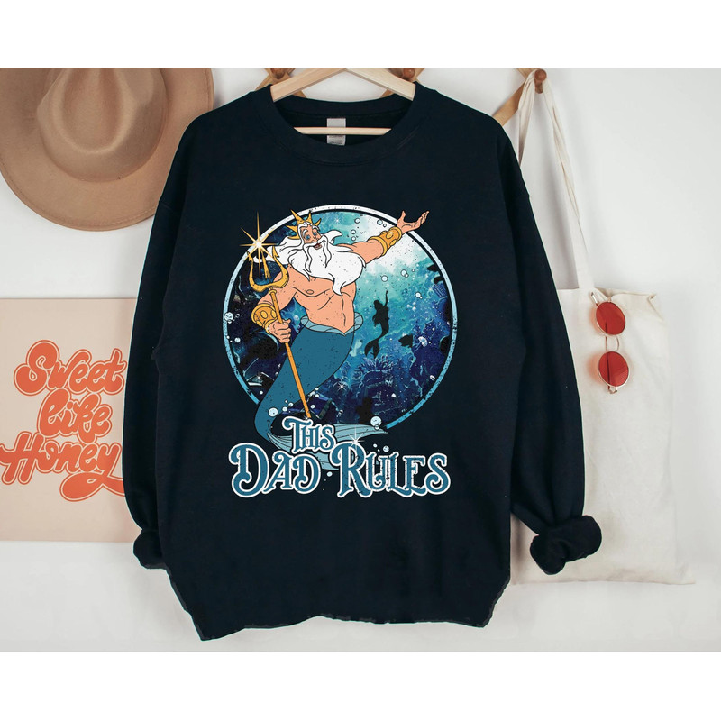 Retro King Triton The Little Mermaid The Dad Rules Shirt  Disney Dad T-shirt  Father's Day Gift Ideas  Father Shirt  Disneyland Trip - 4.jpg