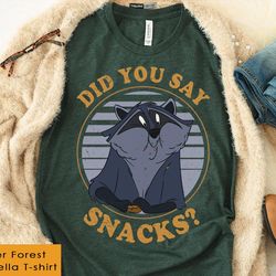 retro meeko raccoon did you say snacks shirt /