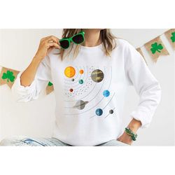 solar system sweatshirt, astronomy gift, space travel planets shirt, science lover hoodie, gift for science lover, scien