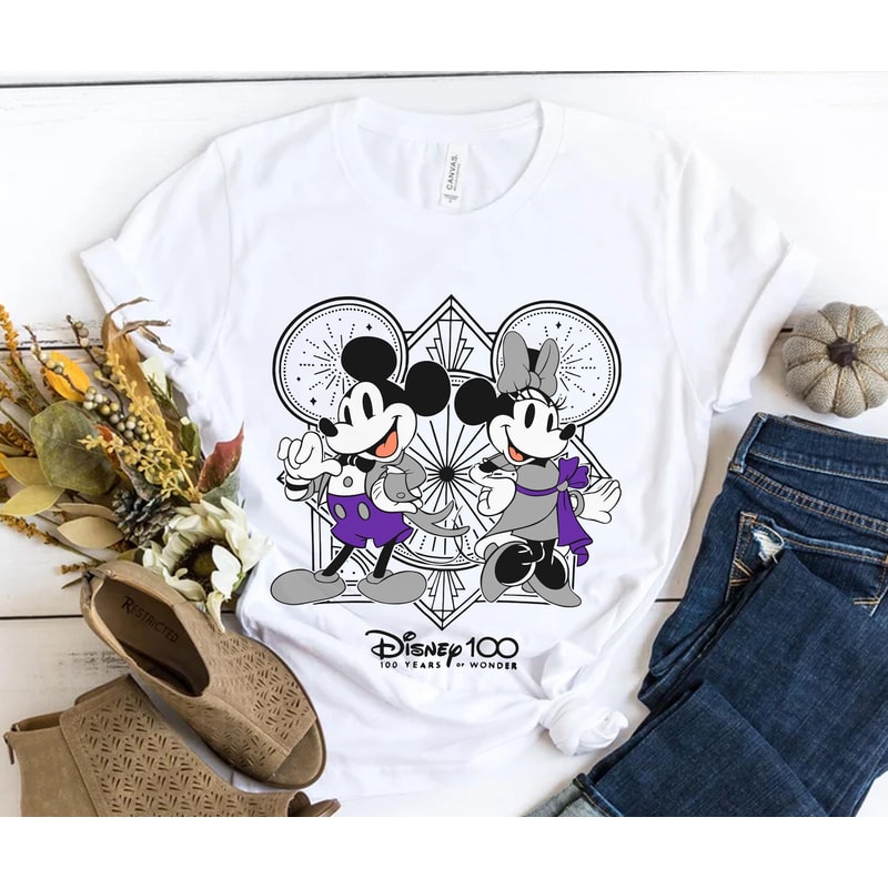 Retro Mickey and Minnie Mouse Disney 100 Years Of Wonder Shirt Walt Disney World T-shirt Disney100 Outfit Disneyland 2023 Trip - 2.jpg