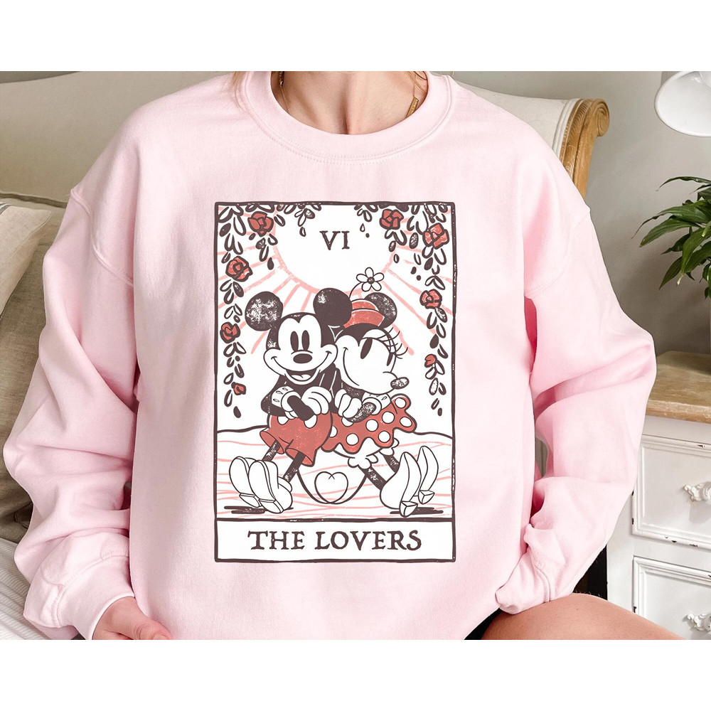 Retro Mickey and Minnie Mouse Tarot Card The Lover Shirt  Disney Valentine's Day T-shirt  Disneyland Valentine Couple Matching Trip - 3.jpg