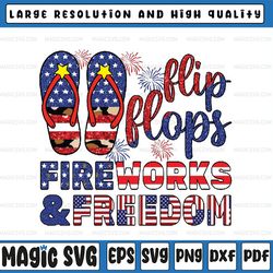 flip flops fireworks and freedom png, flip flops usa flag png, independence day, digital download
