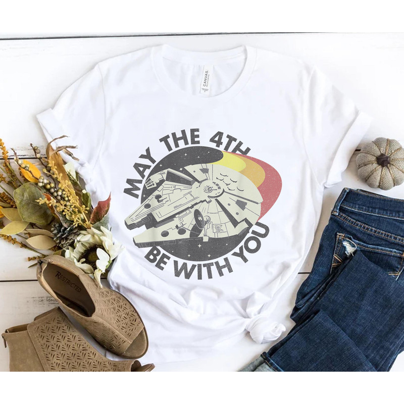 Retro Millennium Falcon May The 4Th Be With You Shirt  Star Wars Day 2023  Galaxy's Edge  Walt Disney World Shirt  Disneyland Trip - 1.jpg