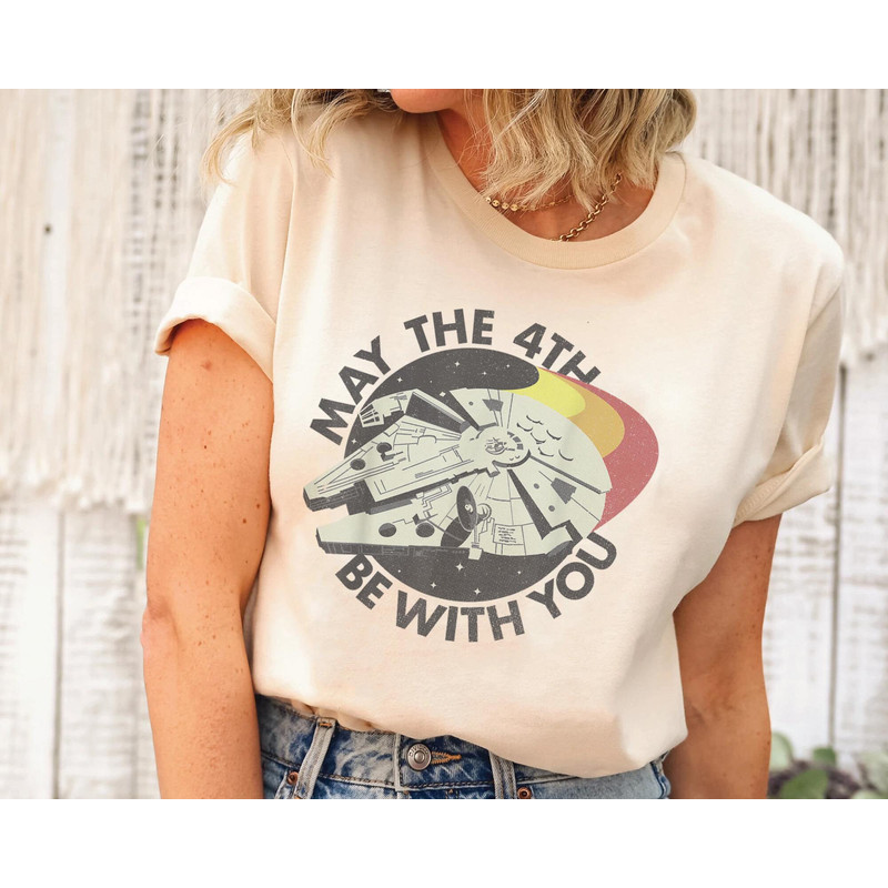 Retro Millennium Falcon May The 4Th Be With You Shirt  Star Wars Day 2023  Galaxy's Edge  Walt Disney World Shirt  Disneyland Trip - 3.jpg
