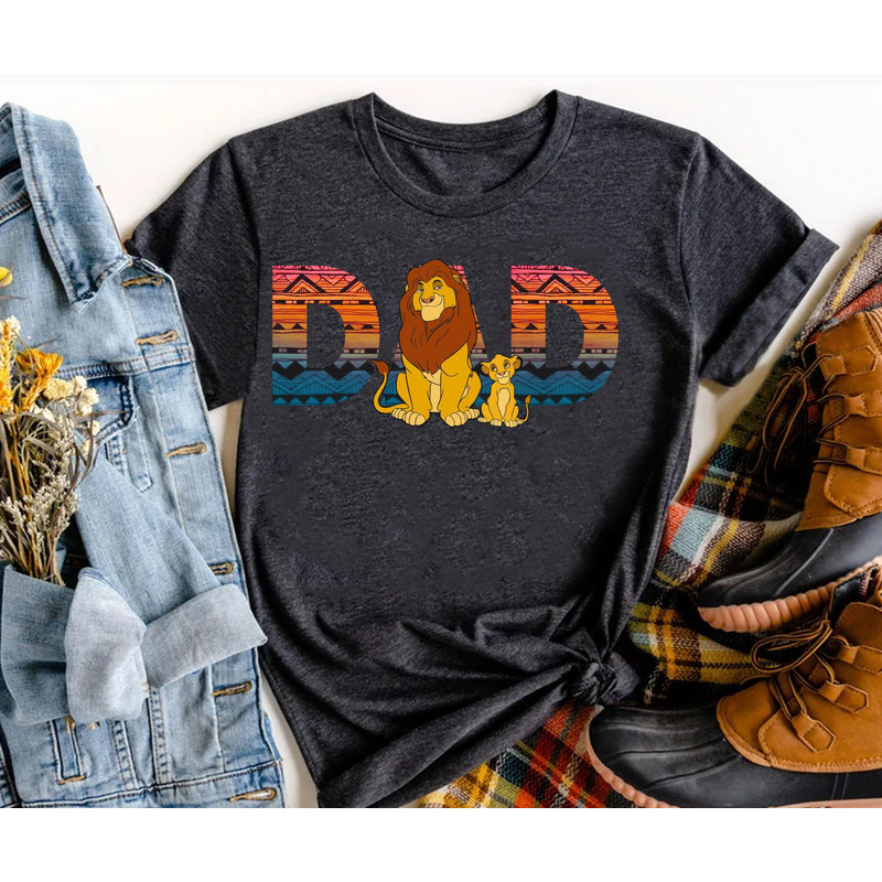 Retro Mufasa and Simba Dad and Son Shirt The Lion King Disney Father T-shirt Father's Day Gift Walt Disney World Disneyland Trip - 1.jpg