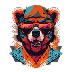 Futuristic Cool Bear with Glasses - Bright and Colorful Art