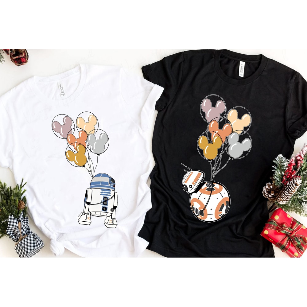 Retro R2-D2 BB-8 with Mickey Balloon Shirt Star Wars Droids Couple Matching T-shirt Galaxy's Edge Walt Disney World Disneyland Trip - 1.jpg