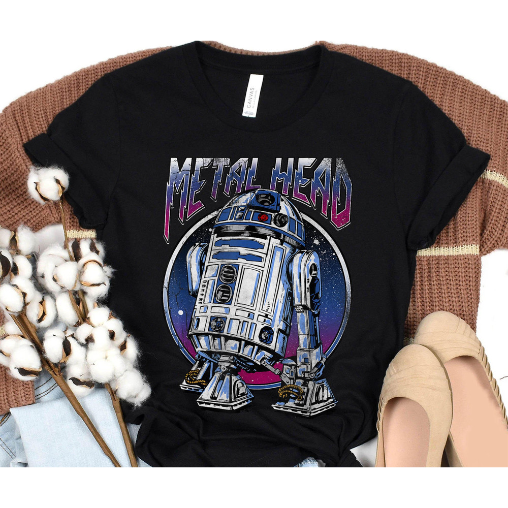 Retro R2-D2 Metal Rock Style Shirt Star Wars Droid T-shirt Rock Music Lover Tee Galaxy's Edge Disneyland Trip - 1.jpg