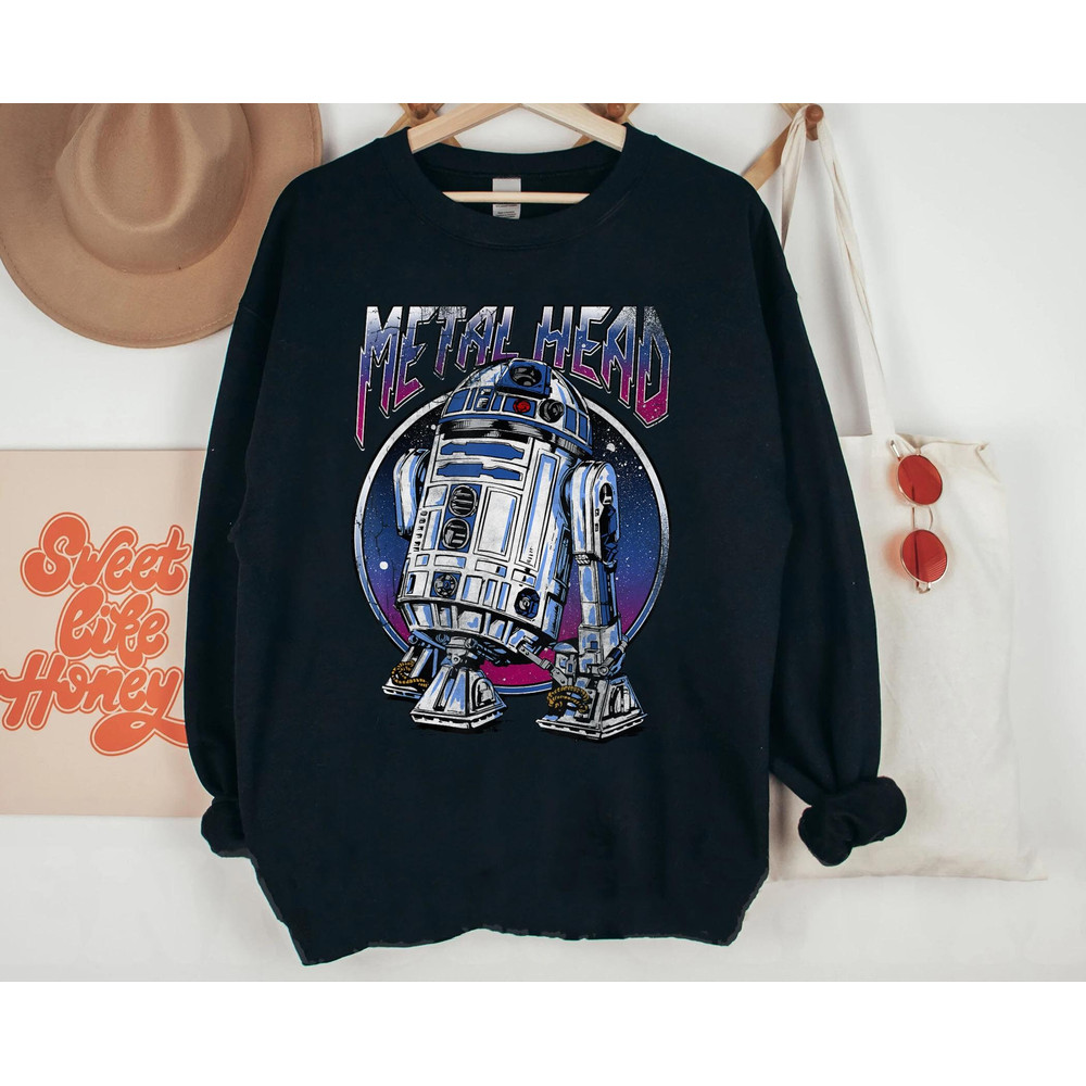 Retro R2-D2 Metal Rock Style Shirt Star Wars Droid T-shirt Rock Music Lover Tee Galaxy's Edge Disneyland Trip - 3.jpg