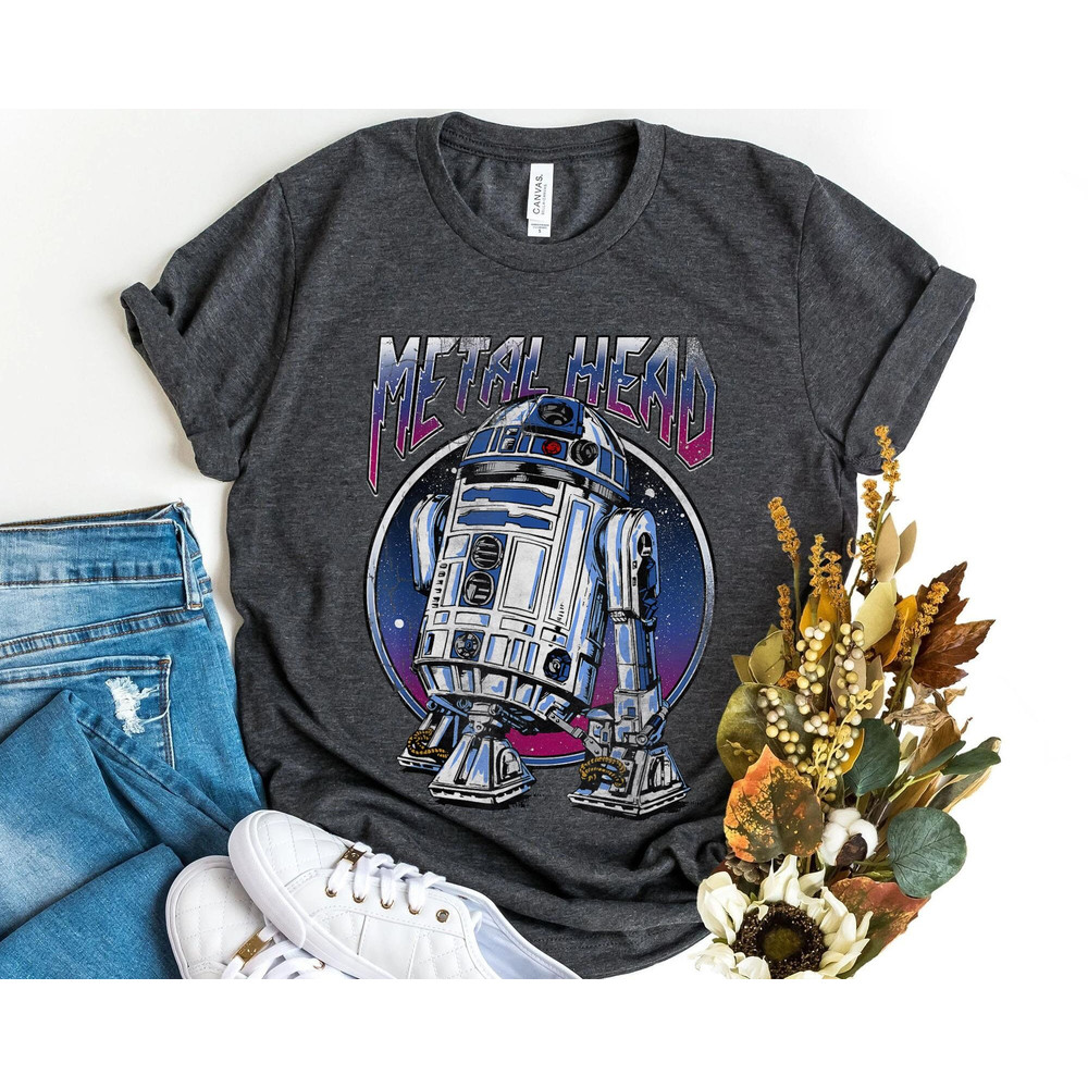 Retro R2-D2 Metal Rock Style Shirt Star Wars Droid T-shirt Rock Music Lover Tee Galaxy's Edge Disneyland Trip - 4.jpg