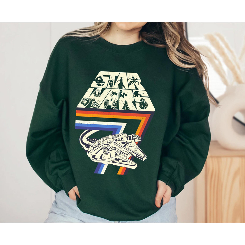 Retro Stripes Lines Millennium Falcon 77 Shirt  Star Wars Day 2023  May The Fourth Be With You  May 4th Star Wars  Galaxy's Edge Trip - 4.jpg