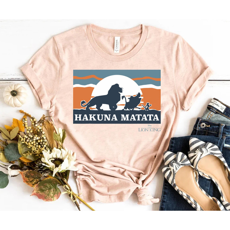 Retro Sunset Hakuna Matata Trio Simba Timon Pumbaa Sweatshirt The Lion King T-shirt Walt Disney World Tee Disneyland Family Trip - 2.jpg