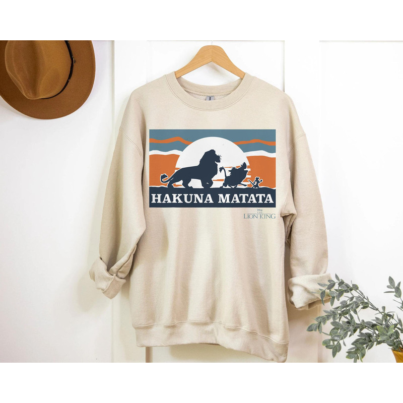 Retro Sunset Hakuna Matata Trio Simba Timon Pumbaa Sweatshirt The Lion King T-shirt Walt Disney World Tee Disneyland Family Trip - 3.jpg