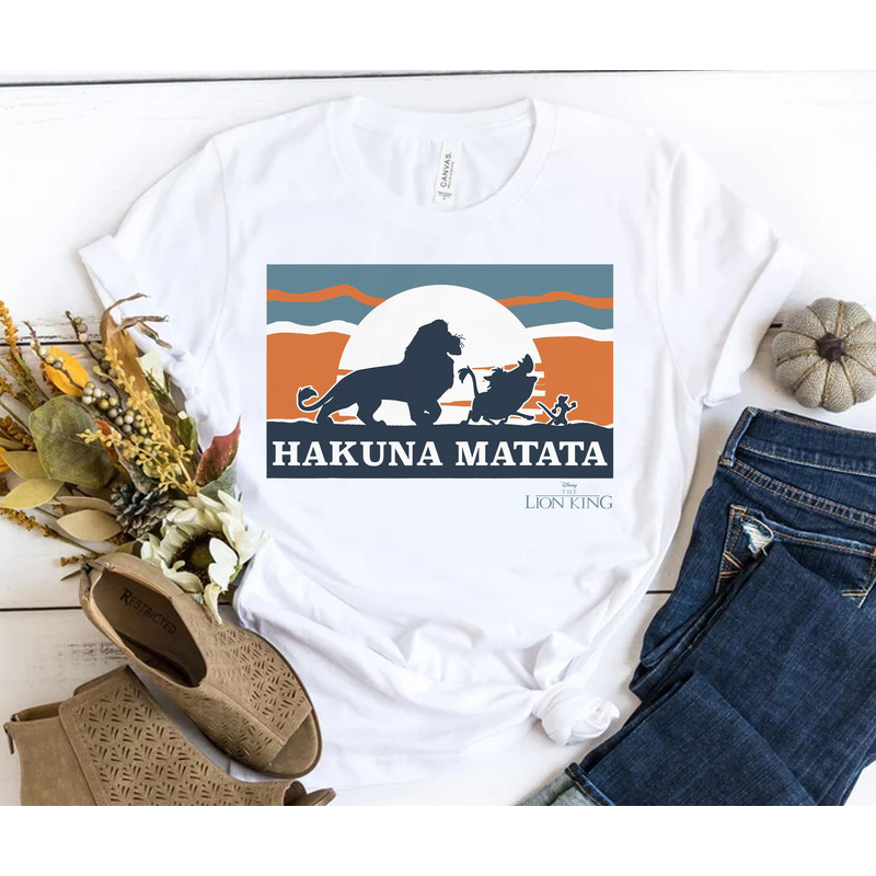 Retro Sunset Hakuna Matata Trio Simba Timon Pumbaa Sweatshirt The Lion King T-shirt Walt Disney World Tee Disneyland Family Trip - 5.jpg