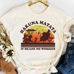 retro sunset simba timon and pumbaa hakuna mata