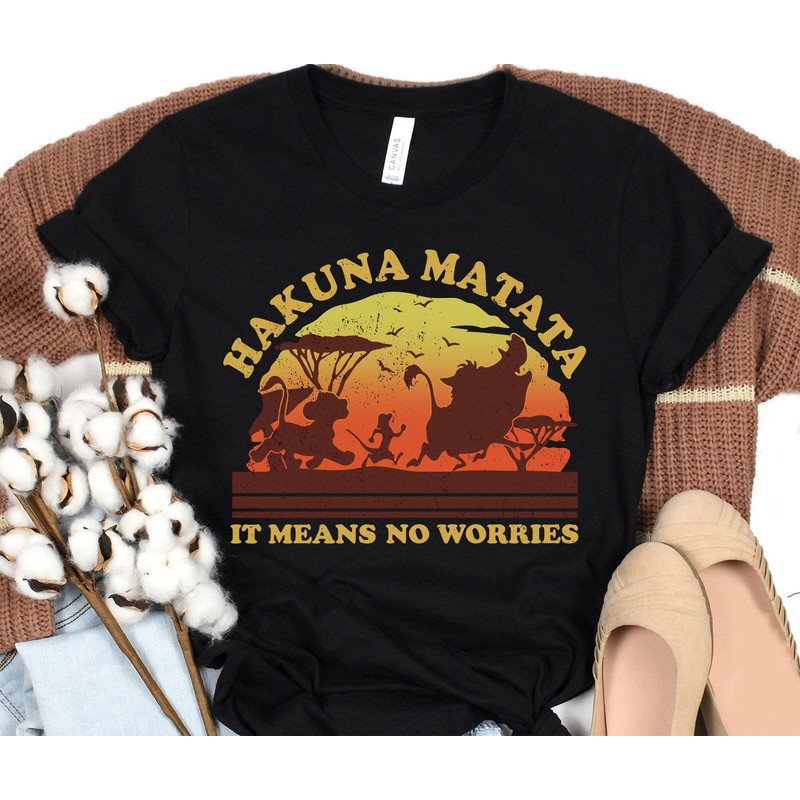 Retro Sunset Simba Timon And Pumbaa Hakuna Matata Shirt The Lion King Disney T-shirt Walt Disney World Tee Disneyland Trip Gift - 2.jpg