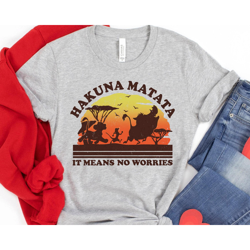 Retro Sunset Simba Timon And Pumbaa Hakuna Matata Shirt The Lion King Disney T-shirt Walt Disney World Tee Disneyland Trip Gift - 3.jpg