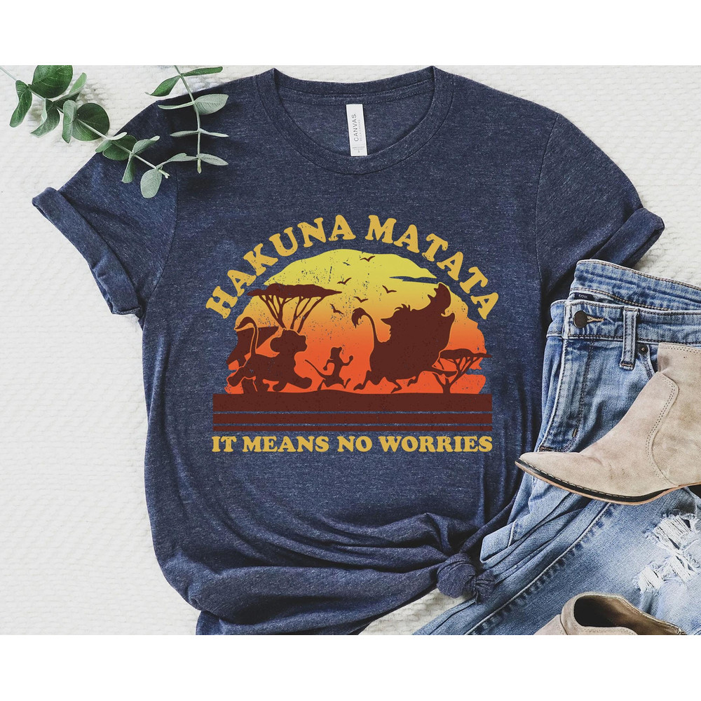 Retro Sunset Simba Timon And Pumbaa Hakuna Matata Shirt The Lion King Disney T-shirt Walt Disney World Tee Disneyland Trip Gift - 5.jpg