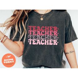 leopard teacher t shirt, elementary teacher shirt, leopard teacher shirt, retro teacher shirt, kindergarten teacher shir