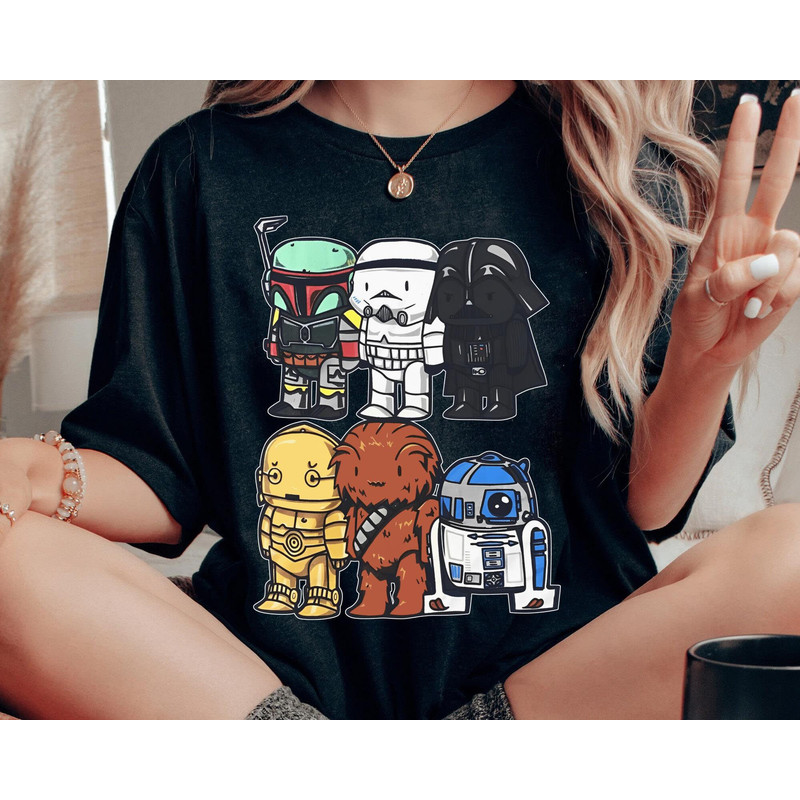 Star Wars Chibi Darth Vader Stormtrooper Boba Fett Chewbacca R2-D2 C-3P0 Shirt Star Wars Celebration May The Fourth Galaxy's Edge - 5.jpg