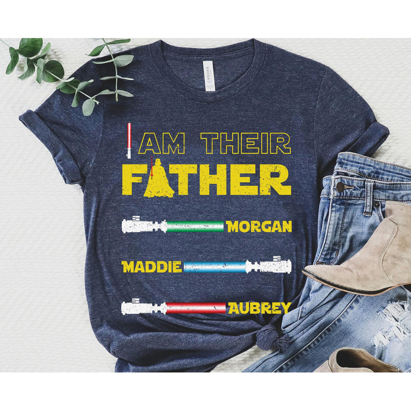 Star Wars Lightsabers with Custom Kids Name I Am Their Father Shirt Star Wars Dad T-shirt Personalized Father's Day Gift Galaxy's Edge - 5.jpg
