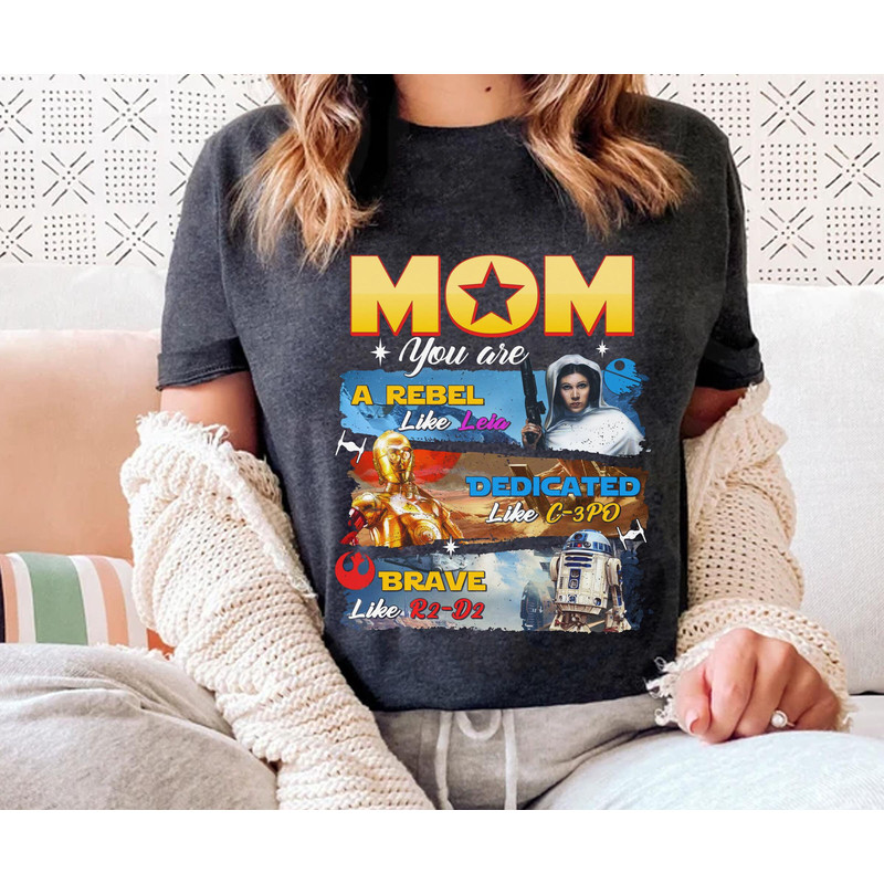 Star Wars Mom Princess Leia R2-D2 C-3PO Shirt Retro Mother T-shirt Mother's Day Gift Ideas Galaxy's Edge Walt Disney World Trip - 1.jpg