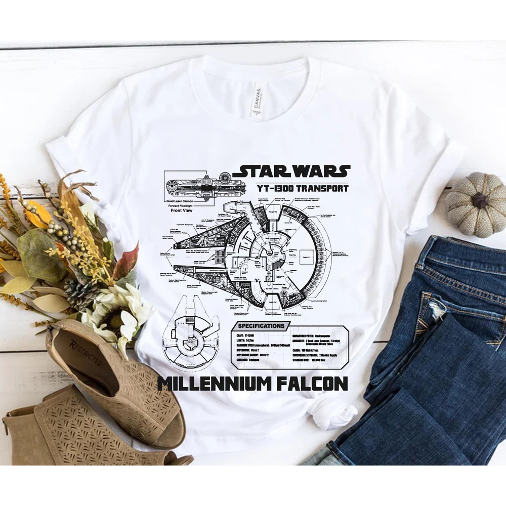 Star Wars Millennium Falcon Grey Schematics Shirt Star Wars Day 2023 T-shirt  May the 4th  Galaxy's Edge  Walt Disney World Trip - 3.jpg