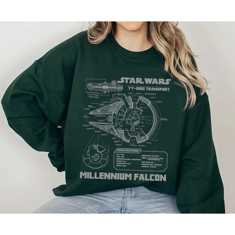 Star Wars Millennium Falcon Grey Schematics Shirt Star Wars Day 2023 T-shirt  May the 4th  Galaxy's Edge  Walt Disney World Trip - 4.jpg