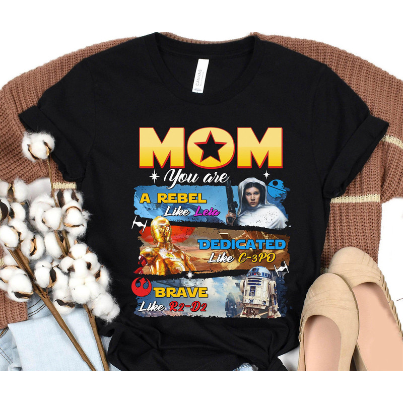 Star Wars Mom Princess Leia R2-D2 C-3PO Shirt Retro Mother T-shirt Mother's Day Gift Ideas Galaxy's Edge Walt Disney World Trip - 5.jpg