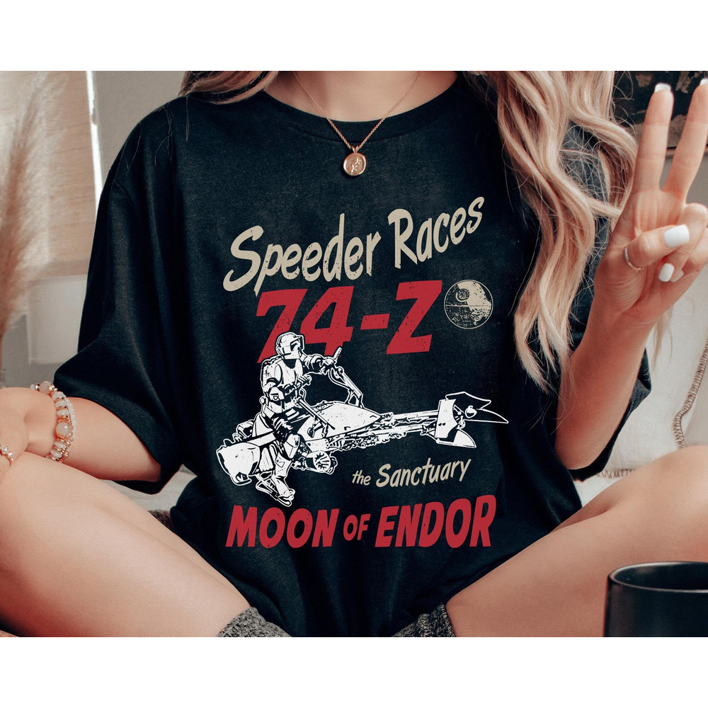 Star Wars Scout Trooper And 74-Z Speeder Bike Moon Of Endor Shirt Star Wars Celebration May The 4th Be With You Galaxy's Edge T-shirt - 1.jpg