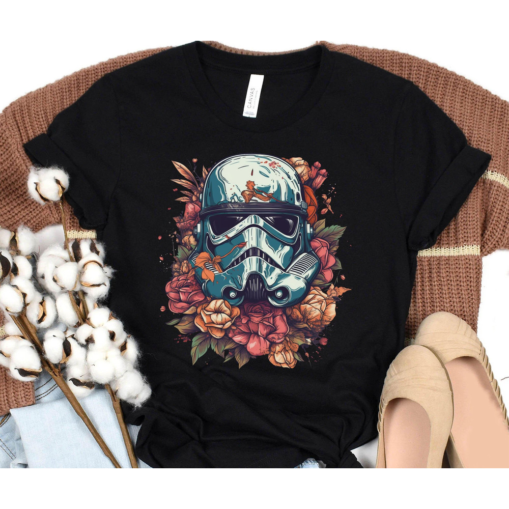 Star Wars Stormtrooper Face Interleaved Floral Shirt Star Wars Celebration May The 4th Be With You Galaxy's Edge Star Wars T-Shirt - 1.jpg