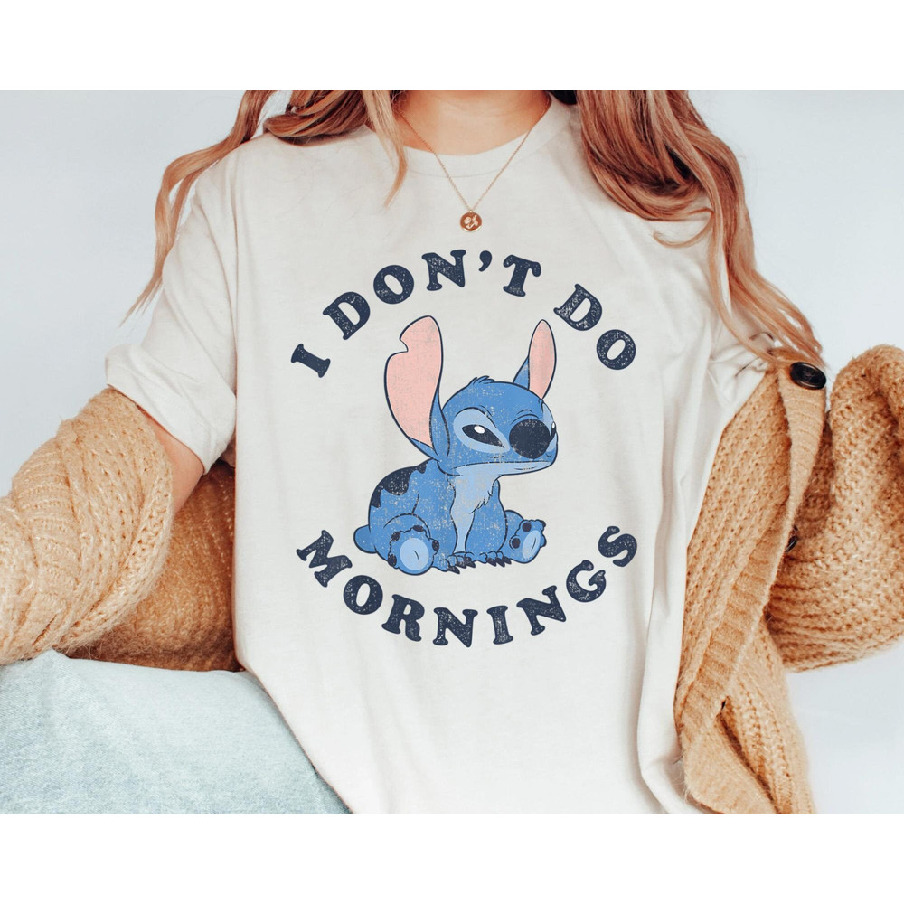 Stitch I Don't Do Mornings Distressed Shirt  Lilo & Stitch Day Jun 26th T-shirt  Walt Disney World Trip  Disneyland Outfits  Funny Gift - 2.jpg