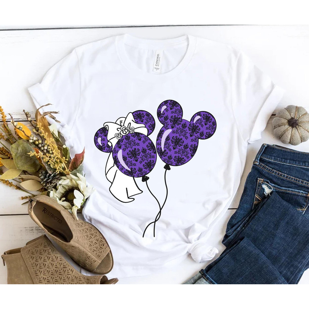 The Haunted Mansion Mickey Minnie Balloon Shirt Disney Halloween Couple Matching Tee Walt Disney World Magic Kingdom Trip Outfits - 2.jpg