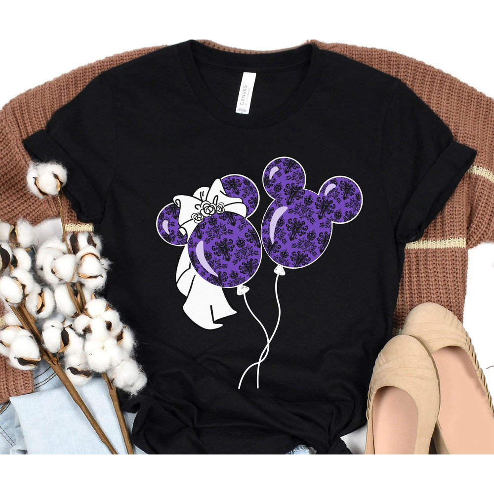 The Haunted Mansion Mickey Minnie Balloon Shirt Disney Halloween Couple Matching Tee Walt Disney World Magic Kingdom Trip Outfits - 5.jpg