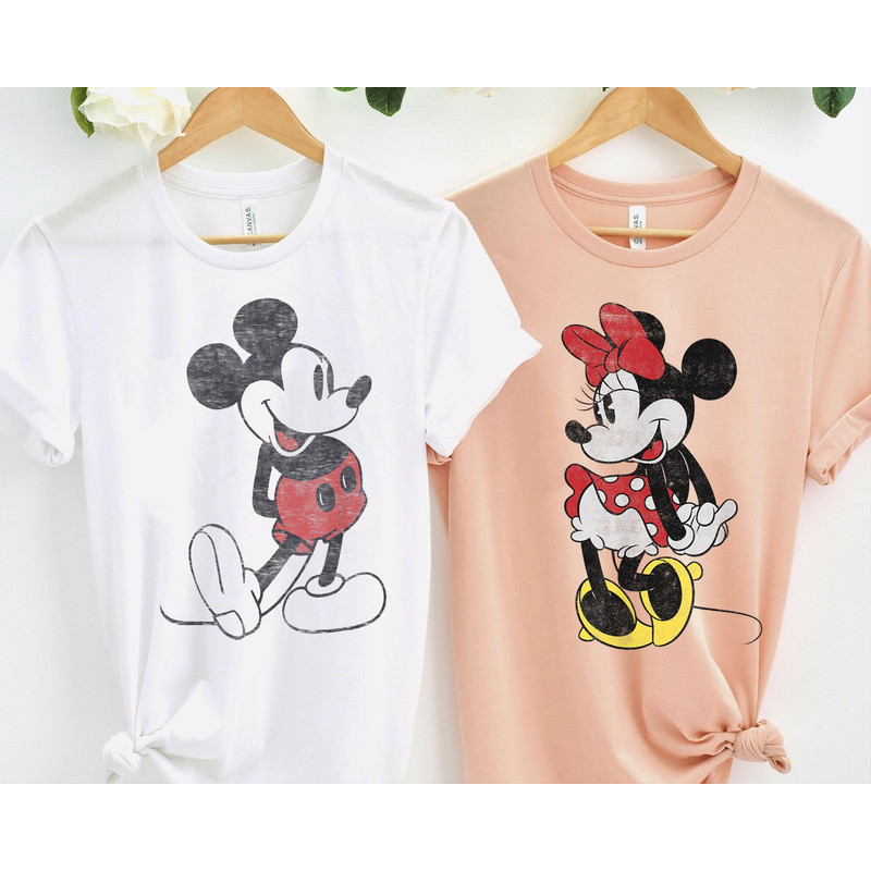 Vintage Disney Mickey Minnie Mouse Portrait Shirt Disney Couple Matching Tee Disney Couple Gift Husband and Wife Disney Birthday - 1.jpg