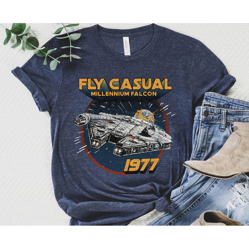 Vintage Millennium Falcon Fly Casual 1977 Star Wars Shirt Star Wars Day 2023 T-shirt May the Fourth Galaxy's Edge Walt Disney World - 4.jpg